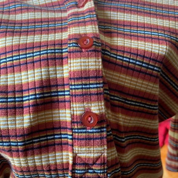 Vintage No Comment striped short sleeve button tee - Picture 5 of 5